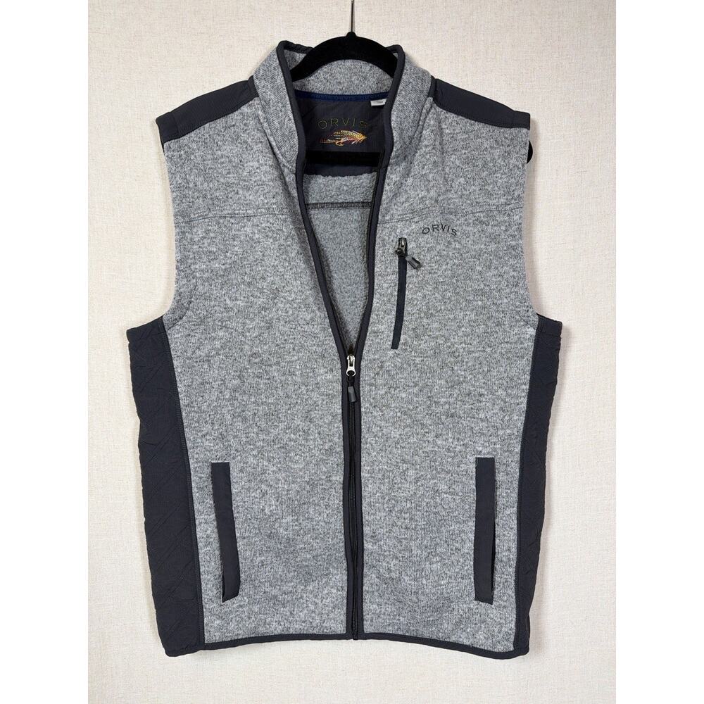 Orvis Men's Full Zip Fleece Vest | Grey | Zip Pockets | Size L | Travel Layer - Picture 4 of 10